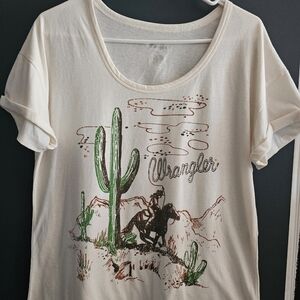 Wrangler Cream Graphic Tee with Cactus Design